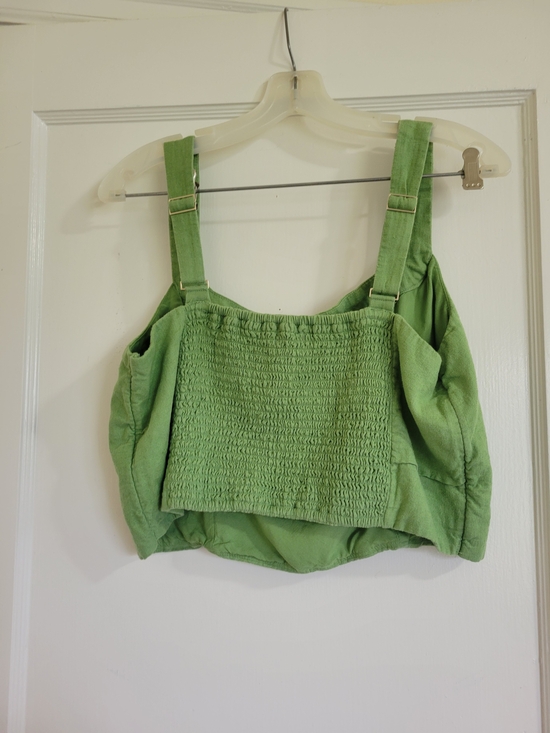 Women's Abercrombie and Fitch Green Sleeveless Linen-Blend Crop Top - Picture 7 of 9